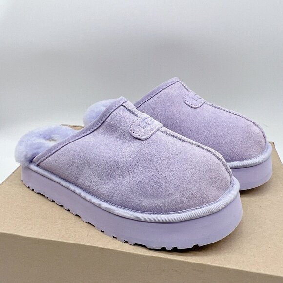 UGG Disquette Genuine Shearling Platform Fur Slide Slipper Sage Blossom Wms US 7 - Picture 1 of 13